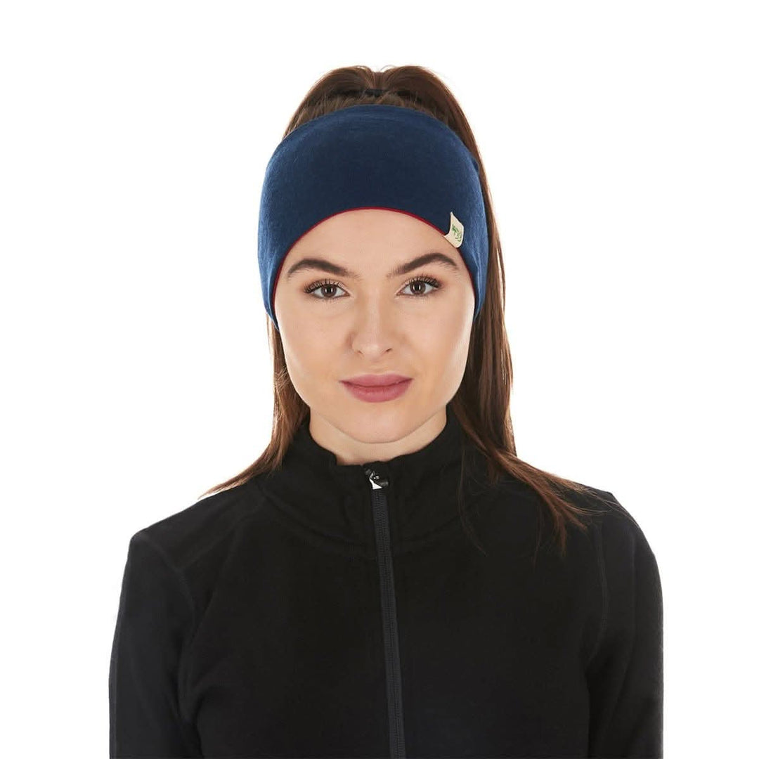 Minus33 Merino Wool Clothing Midweight Wool Reversible Headband#color_navy-true-red