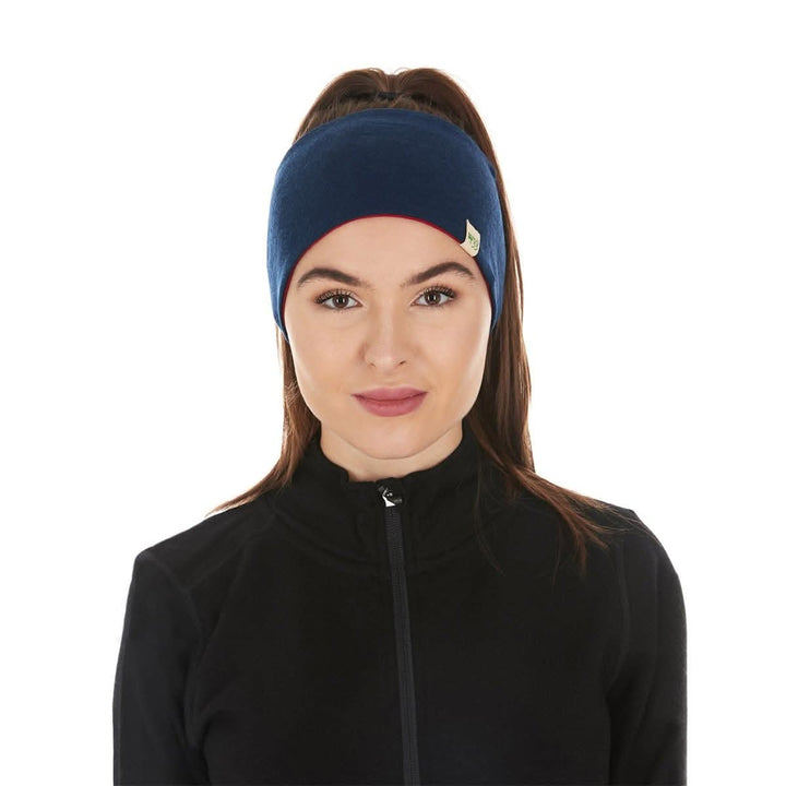 Minus33 Merino Wool Clothing Midweight Wool Reversible Headband#color_navy-true-red