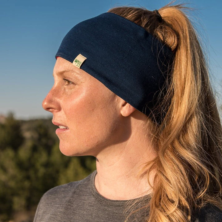 Minus33 Merino Wool Clothing Midweight Wool Reversible Headband#color_navy-true-red