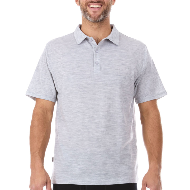 Microweight Polo Short Sleeve Men's Comfortable Everyday Wear Minus33 Merino Wool Merinoholics #color_ash-gray