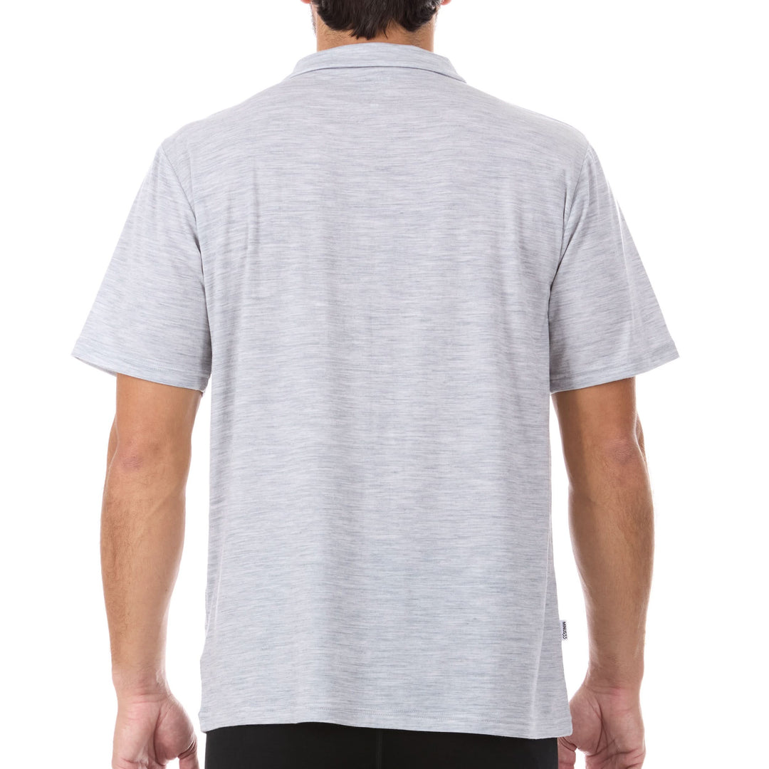 Microweight Polo Short Sleeve Men's Comfortable Everyday Wear Minus33 Merino Wool Merinoholics #color_ash-gray