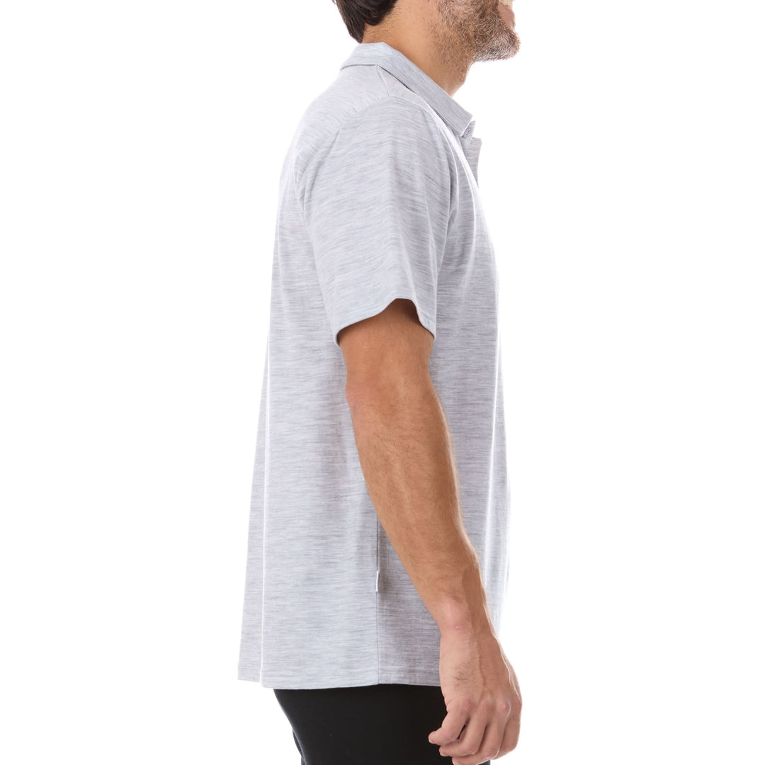 Microweight Polo Short Sleeve Men's Comfortable Everyday Wear Minus33 Merino Wool Merinoholics #color_ash-gray