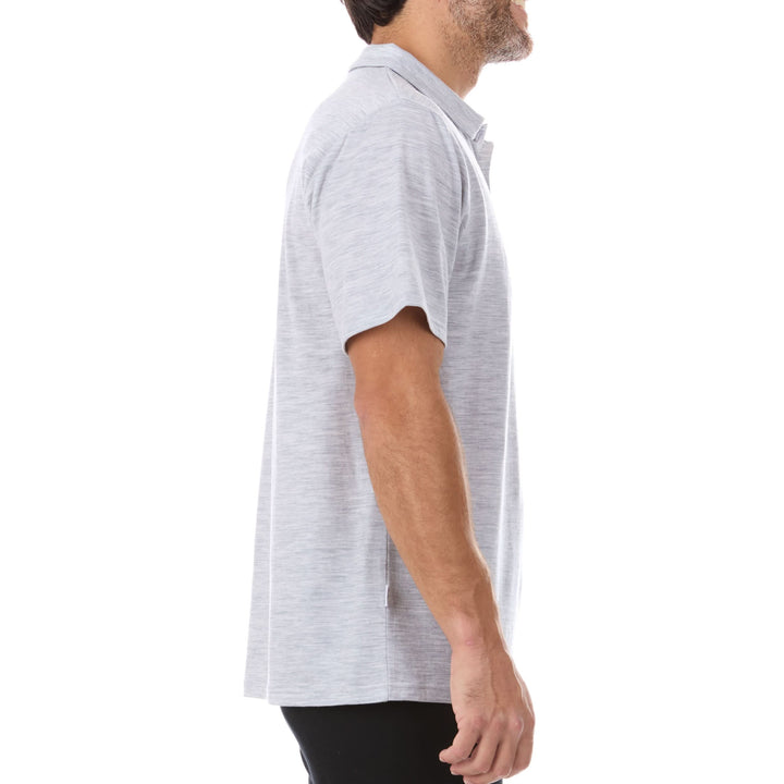 Microweight Polo Short Sleeve Men's Comfortable Everyday Wear Minus33 Merino Wool Merinoholics #color_ash-gray