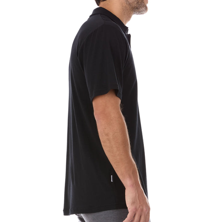 Microweight Polo Short Sleeve Men's Comfortable Everyday Wear Minus33 Merino Wool Merinoholics #color_black