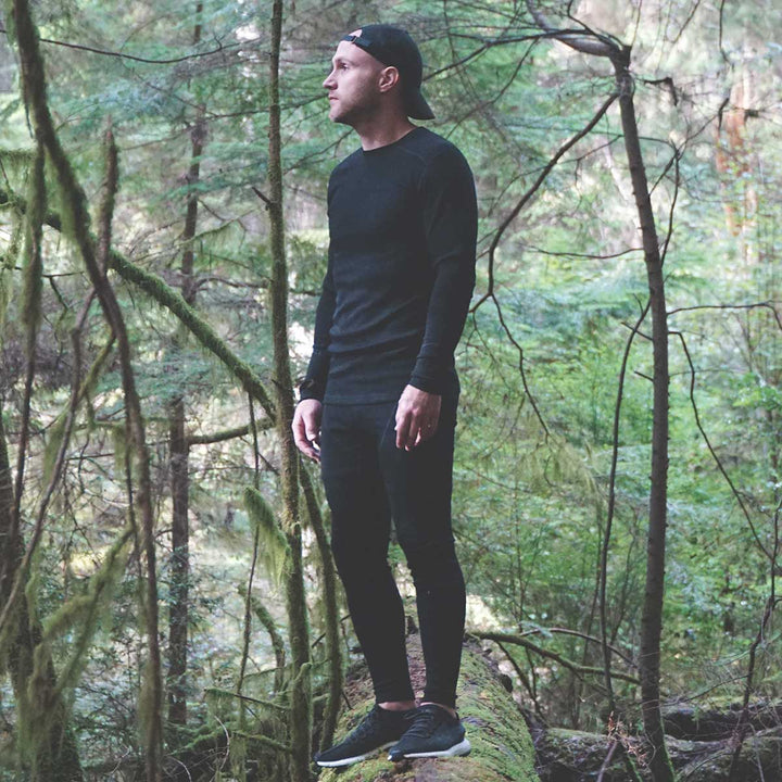 Minus33 Merino Wool Clothing Woolverino Men's Midweight Flyless Running Tight#color_black