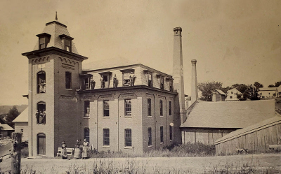 Historic brick Scribner building in Ashland, NH