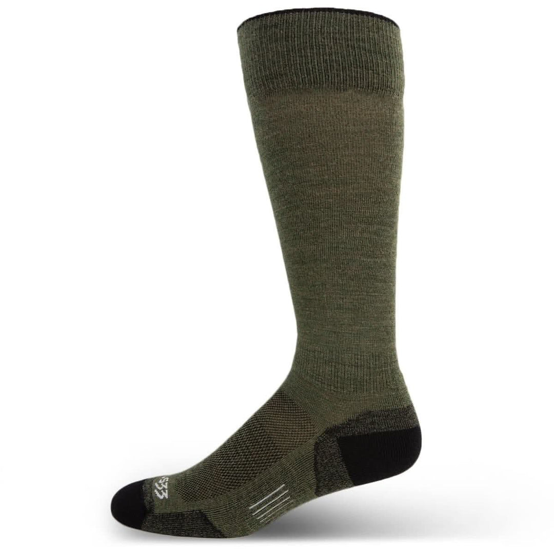 Mountain Heritage Micro Weight Full Cushion Full Length Socks Coffee over the calf #color_olive-drab